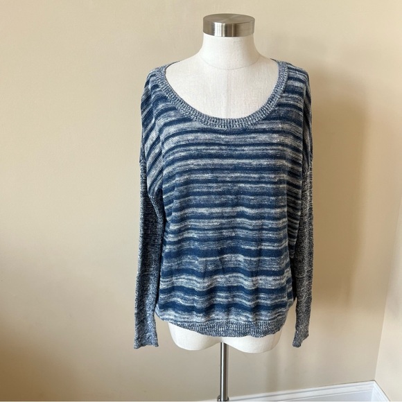 Eileen Fisher organic linen stripe scoop neck sweater 17820 - Picture 2 of 8